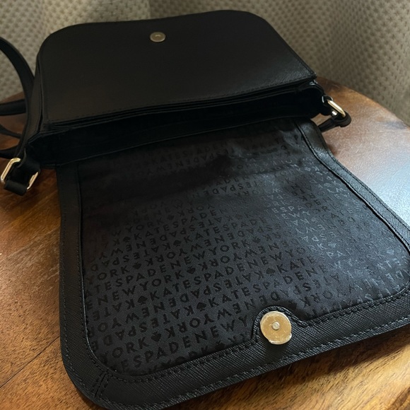 Black kate spade crossbody bag with rhinestone detail and bow - Picture 4 of 5